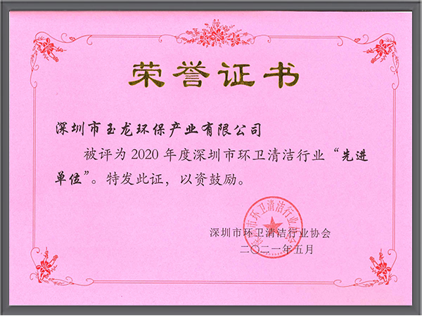 乐冠体育环保-深圳清协2020年度先进单位